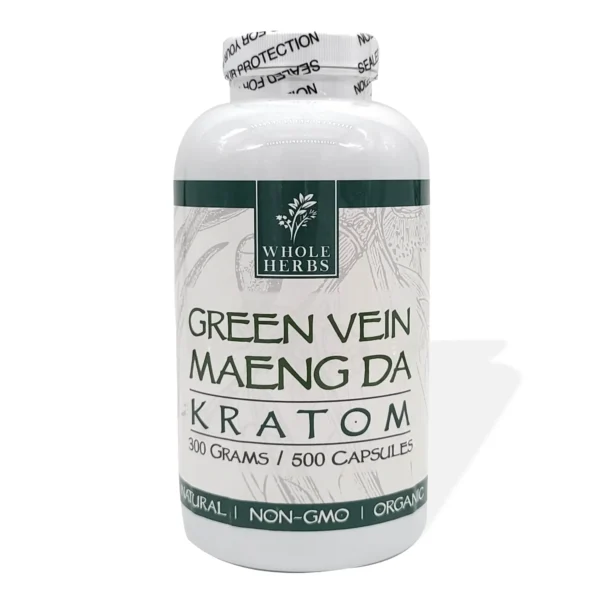 Whole Herbs Green Vein Maeng Da Kratom 500 Capsules