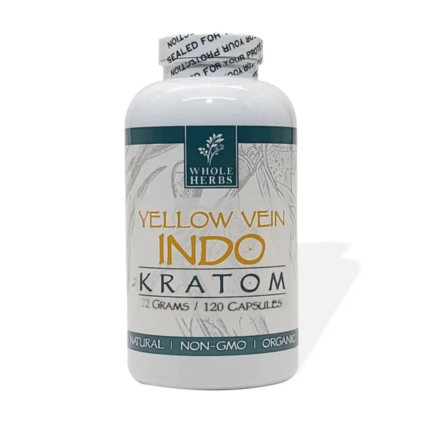Whole Herbs Yellow Vein Indo Kratom 120 Capsules