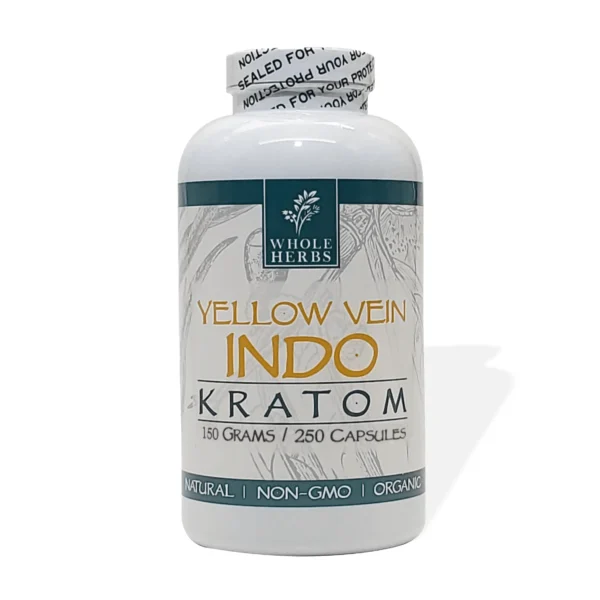 Whole Herbs Yellow Vein Indo Kratom 250 Capsules