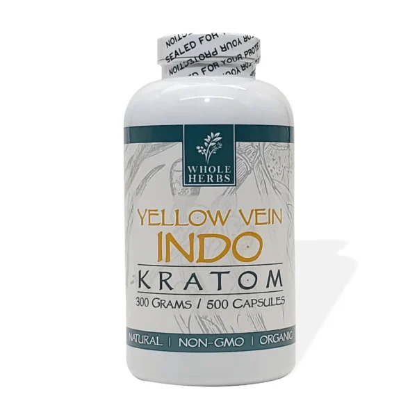Whole Herbs Yellow Vein Indo Kratom 500 Capsules