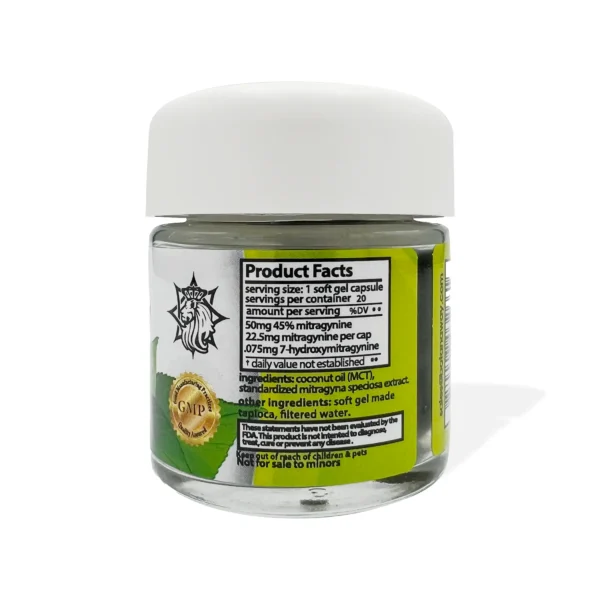Zion Herbals Gold Reserve 45% MIT Kratom Extract Soft Gels | Back