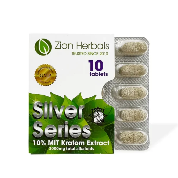 Zion Herbals Silver Series 10% MIT Kratom Extract 10 Tablets | Front