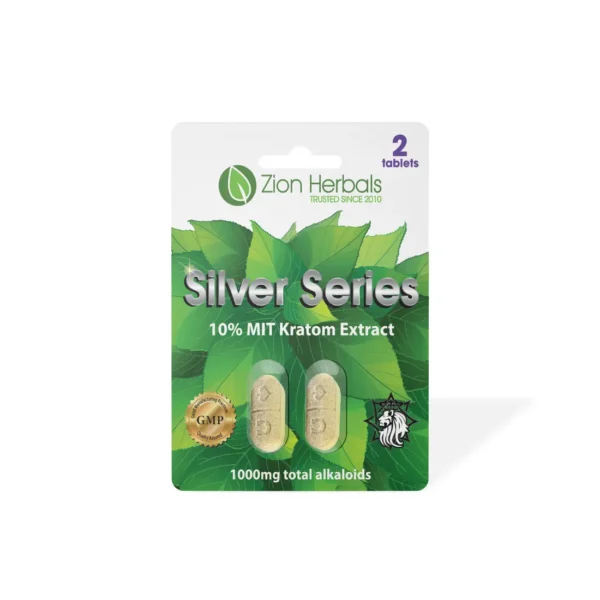 Zion Herbals Silver Series 10% MIT Kratom Extract 2 Tablets | Front