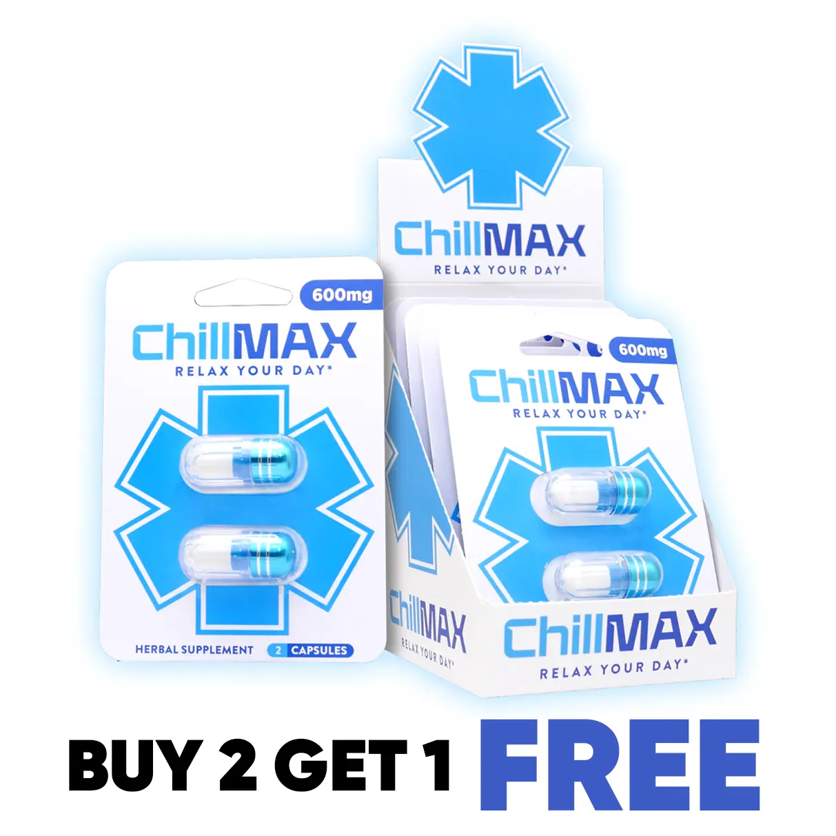 ChillMAX Proprietary Blend Herbal Supplement Capsules | BUY 2 GET 1 FREE