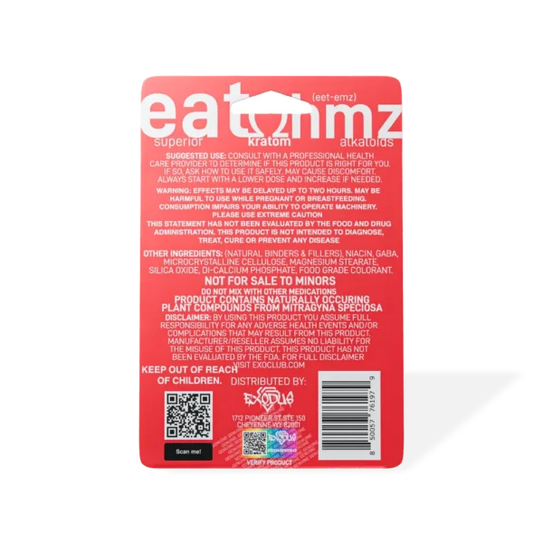 Exodus Eat Ohmz 7OH Kratom Extract Tablets | Back