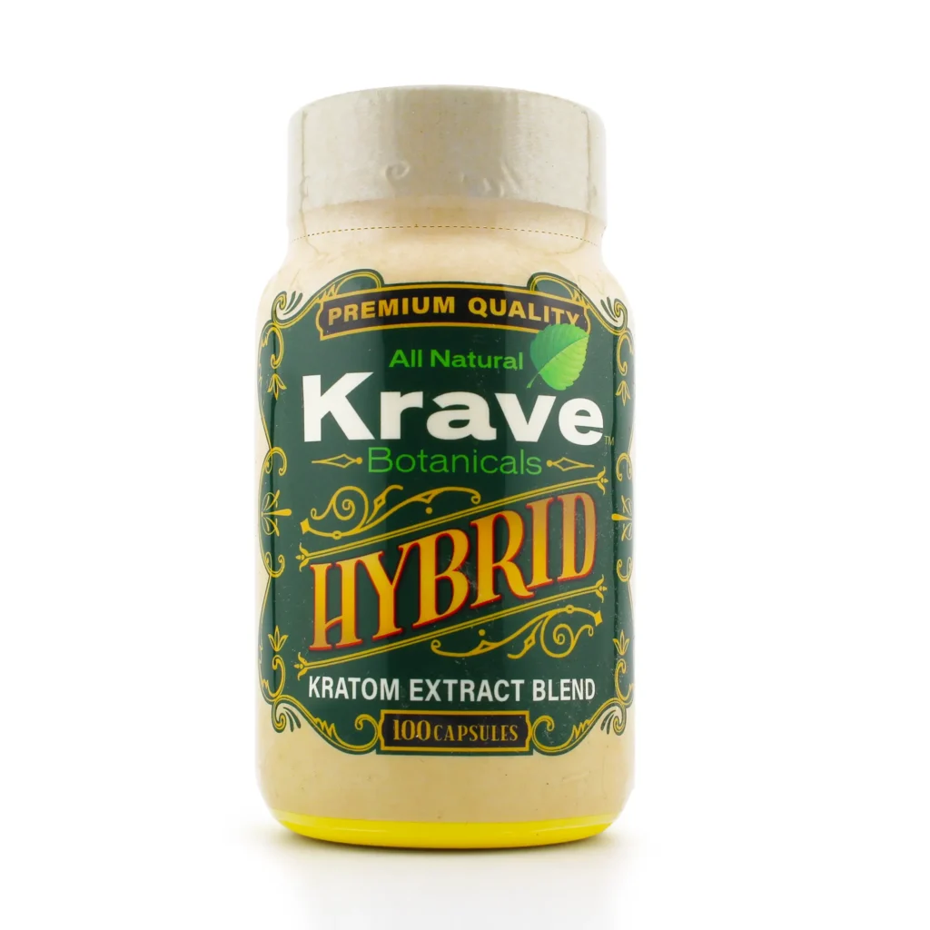 Krave Hybrid Kratom Extract Blend Capsules 100 Count