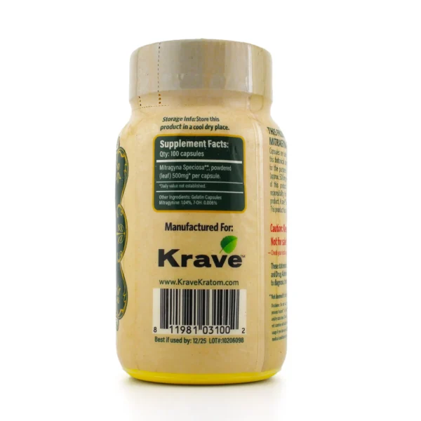 Krave Hybrid Kratom Extract Blend Capsules 100 Count Supplement Facts