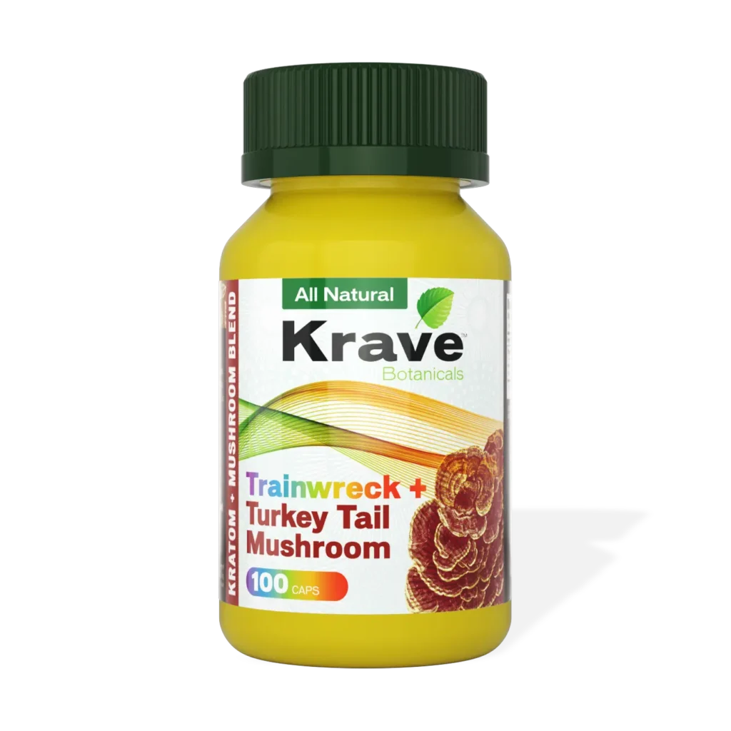 Krave Trainwreck Turkey Tail Mushroom Blend Kratom Capsules