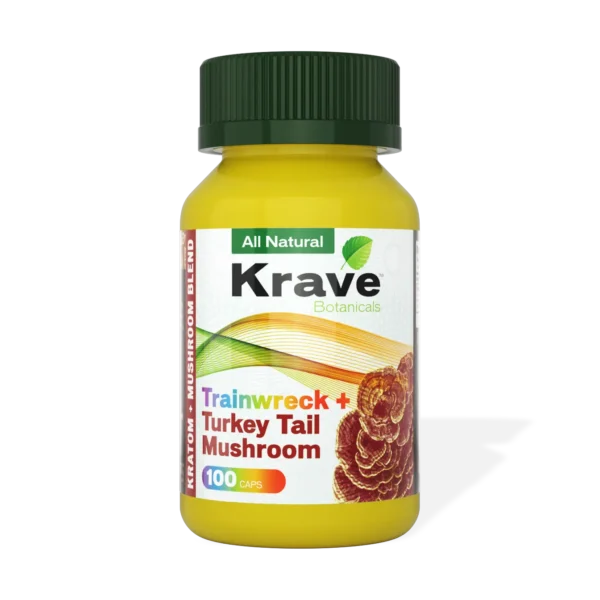 Krave Trainwreck Turkey Tail Mushroom Blend Kratom Capsules