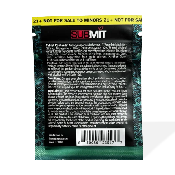 Submit Sour Green Nano Kratom Melts | Back