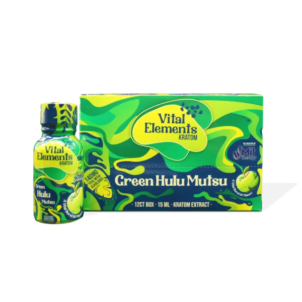Vital Elements Green Hulu Mutsu Kratom Extract Shot | Display Box