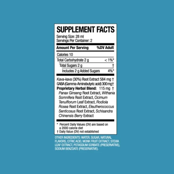 VIVAZEN Relax Kava Blend Shot | Supplement Facts
