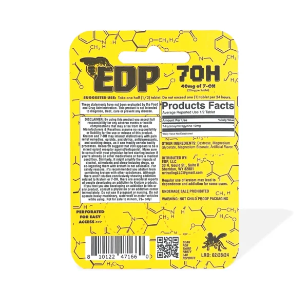 EDP 7OH 7-Hydroxymitragynine 40MG Chewable Tablets | Back