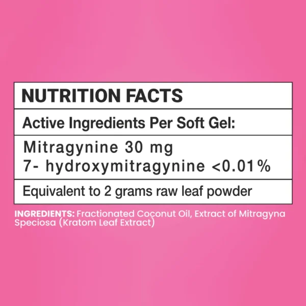 Happy Hippo 30MG Kratom Extract Soft Gels Nutrition Facts