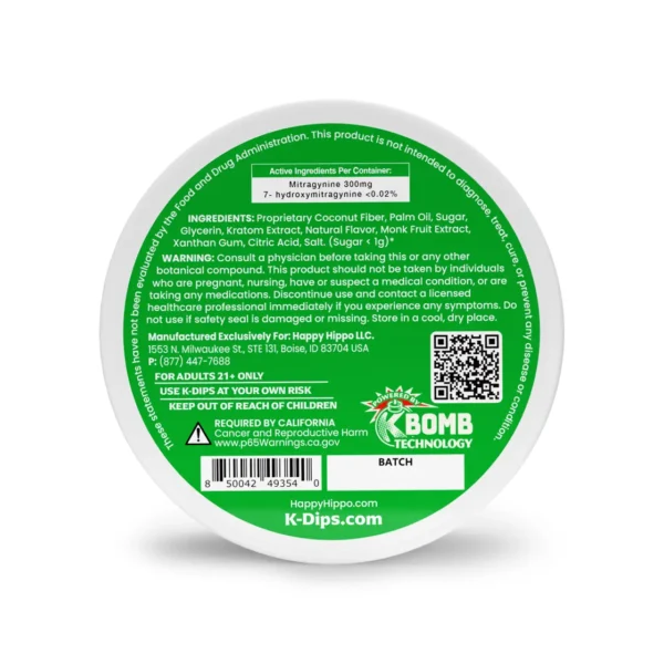 K-Dips Kratom Extract Dip Pouches Wintergreen Back