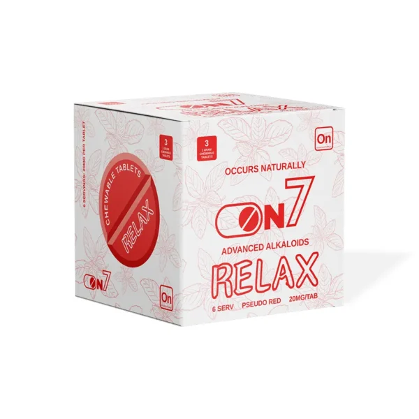 On7 7-OH Kratom Red Pseudo Relax Tablets 20mg Display Box