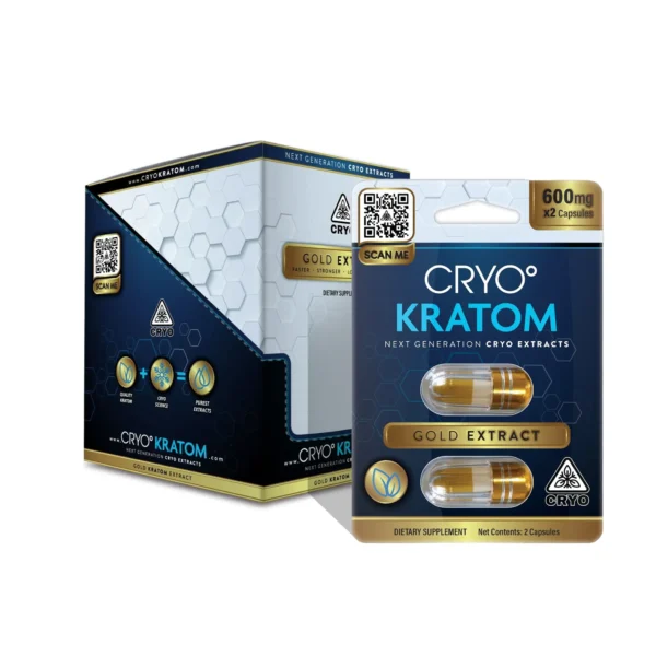 CRYO Kratom Gold Extract Capsules 600 mg 2 Count Display Box