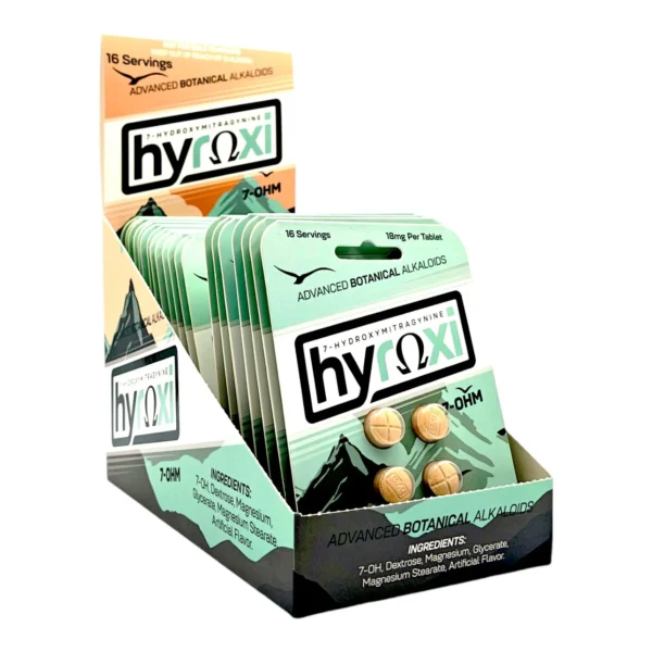 Hyroxi 7-OH Kratom Extract Chewable Tablets Display Box New