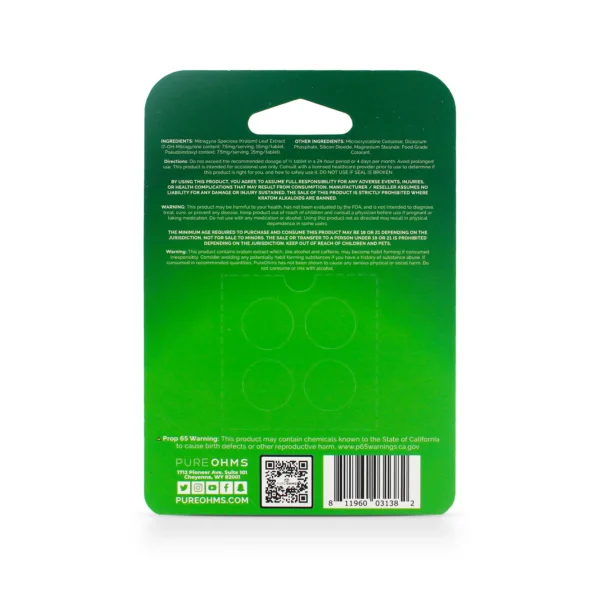 PURE OHMS 7-OH and Pseudo Extract Chewable Tablets 30 mg 4 Count Back