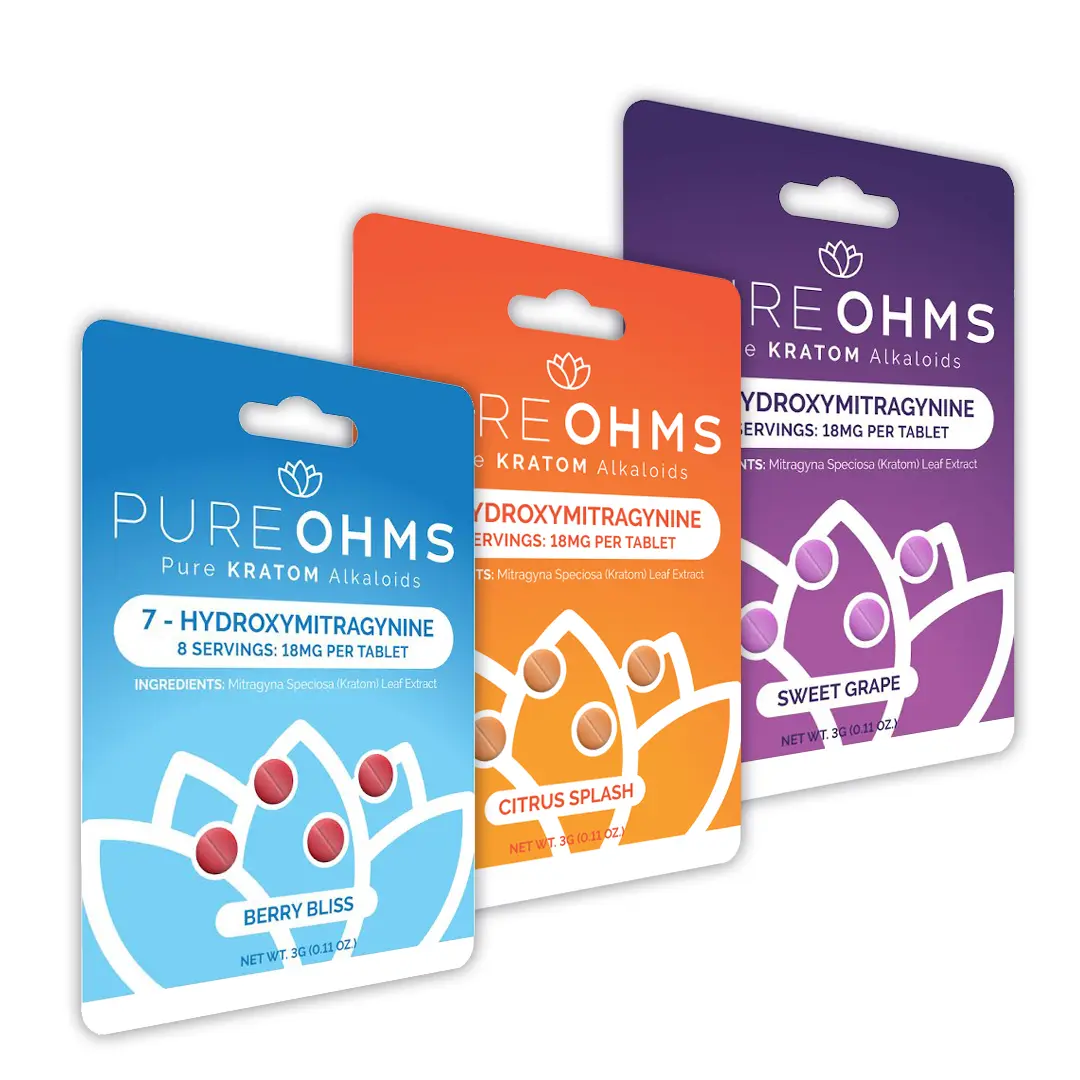 PURE OHMS 7-OH Kratom Extract Chewable Tablets