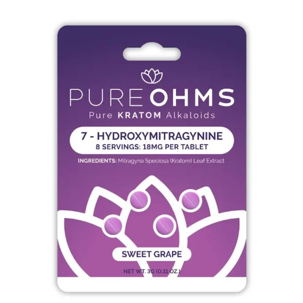 PURE OHMS 7-OH Kratom Extract Chewable Tablets Citrus Splash