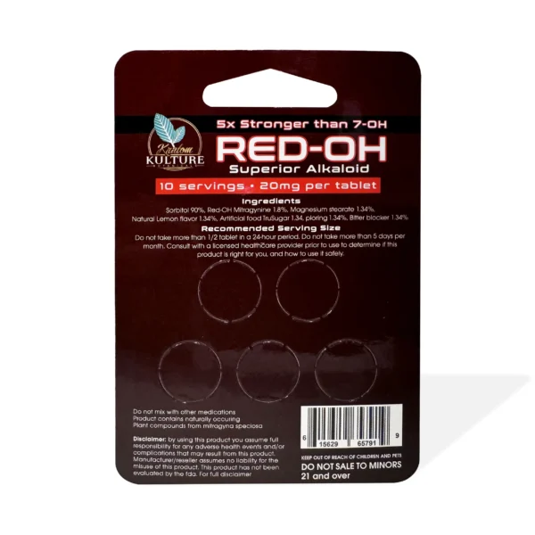 Kartom Kulture RED-OH Kratom Extact Tablets Back