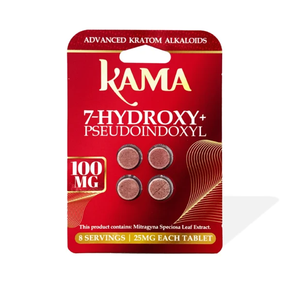 Kama 7-Hydroxy Pseudo Kratom Leaf Extract Chewable Tablets 25 mg 4 Count Original