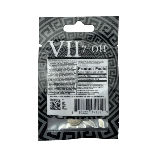 VII 7-OH Kratom Leaf Extract Chewable Tablets 25 mg Back