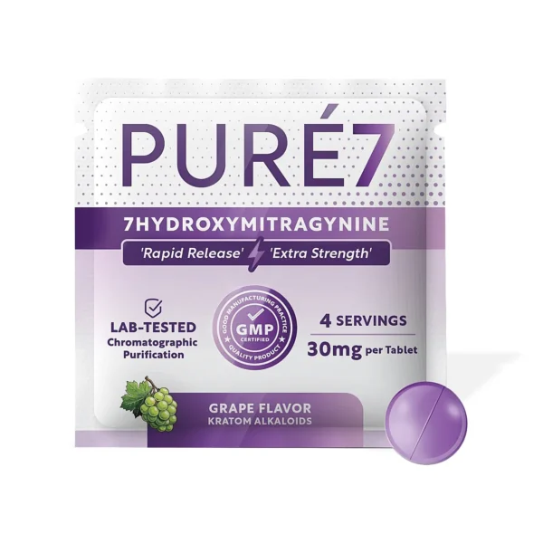 Pure7 7-OH Extract Chewable Tablets 30 mg 1 Count Grape