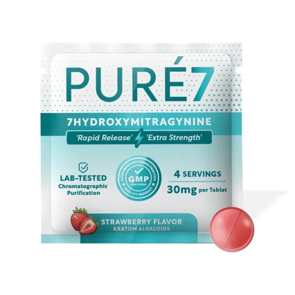 Pure7 7-OH Extract Chewable Tablets 30 mg 1 Count Strawberry