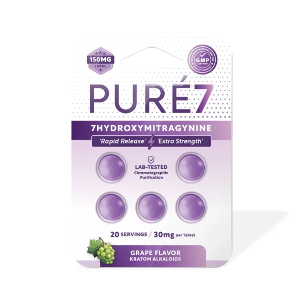 Pure7 7-OH Extract Chewable Tablets 30 mg 5 Count Grape