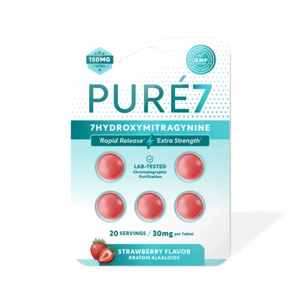 Pure7 7-OH Extract Chewable Tablets 30 mg 5 Count Strawberry