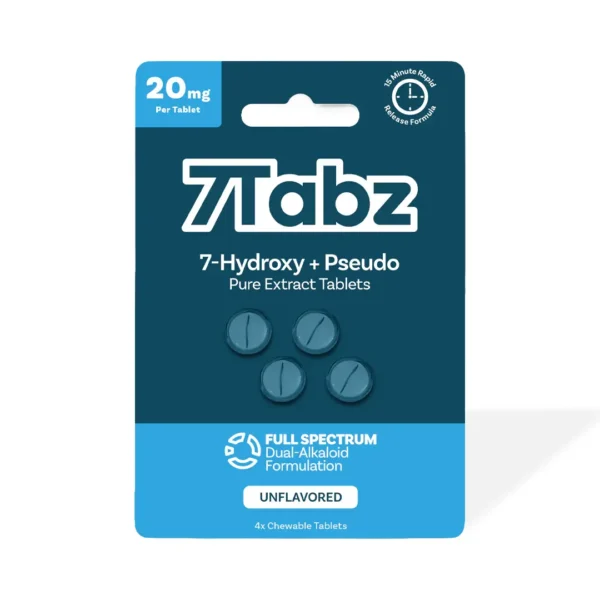 7Tabz 7-Hydroxy Pseudo Chewable 20 mg Tablets 4-Count Unflavored Front