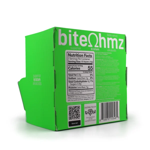 Bite Ohmz 7-OH Pseudo Infused Chocolate Squares 35 mg Display Box Back