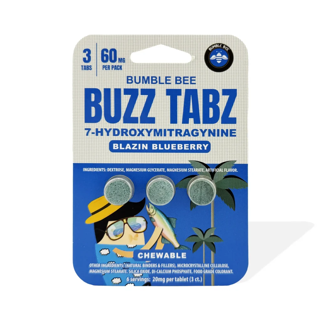 Bumble Bee Buzz Tabz 7-Hydroxy Chewable Tablets 20 mg 3 Count Blazin Blueberry