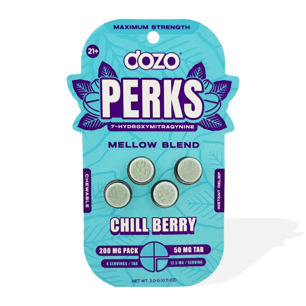 Dozo Perks Maximum Strength 7 Oh Mellow Blend Tablets 50 Mg 4 Count Chill Berry