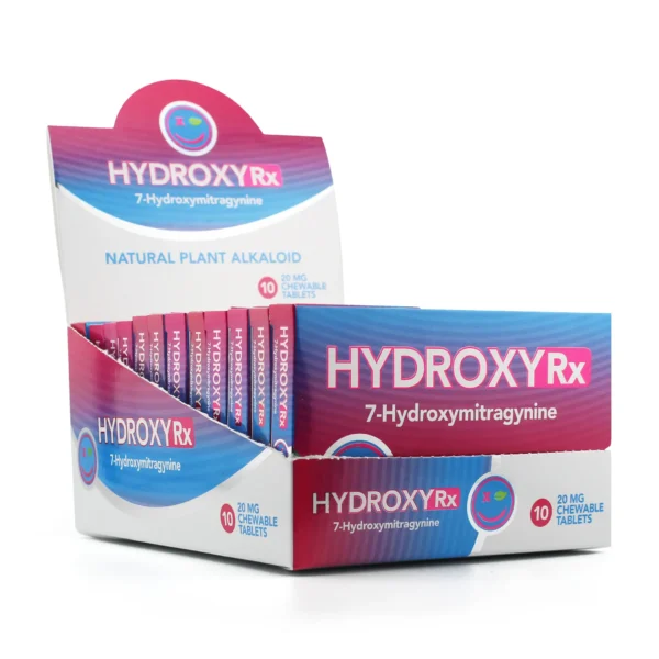hydroxyRx 7-Hydroxymitragynine Kratom Leaf Extract Chewable Tablets 20 mg 10 Count Display Box