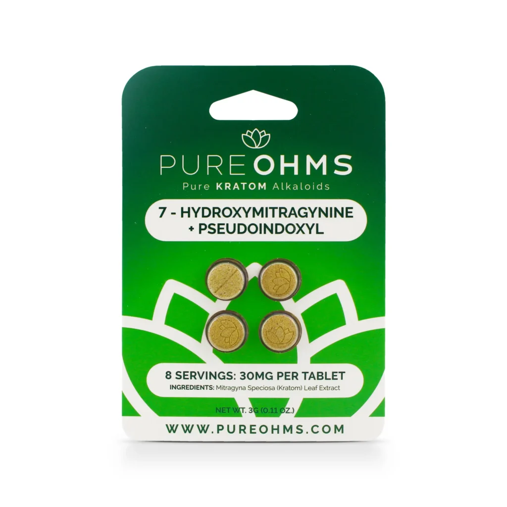 PURE OHMS 7-OH and Pseudo Extract Chewable Tablets 30 mg 4 Count
