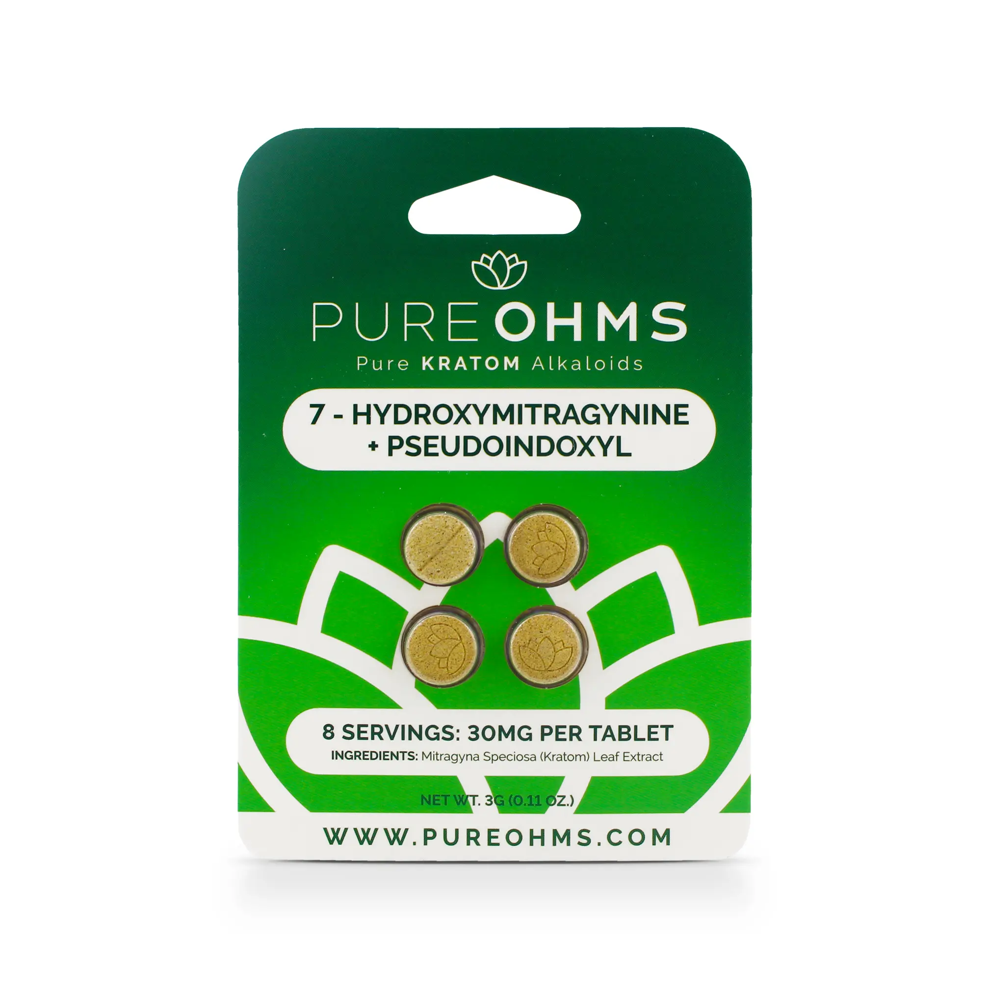 PURE OHMS 7-OH and Pseudo Extract Chewable Tablets 30 mg 4 Count