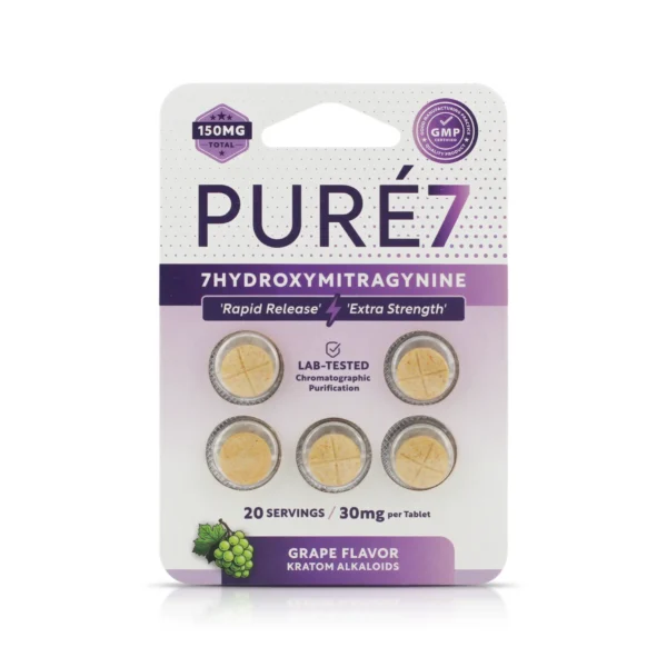 Pure7 7-OH Extract Chewable Tablets 30 mg 5 Count Grape