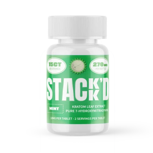 Stack'd 7-Hydroxy Pure Kratom Leaf Extract Chewable Tablets 18 mg 15 Count Mint