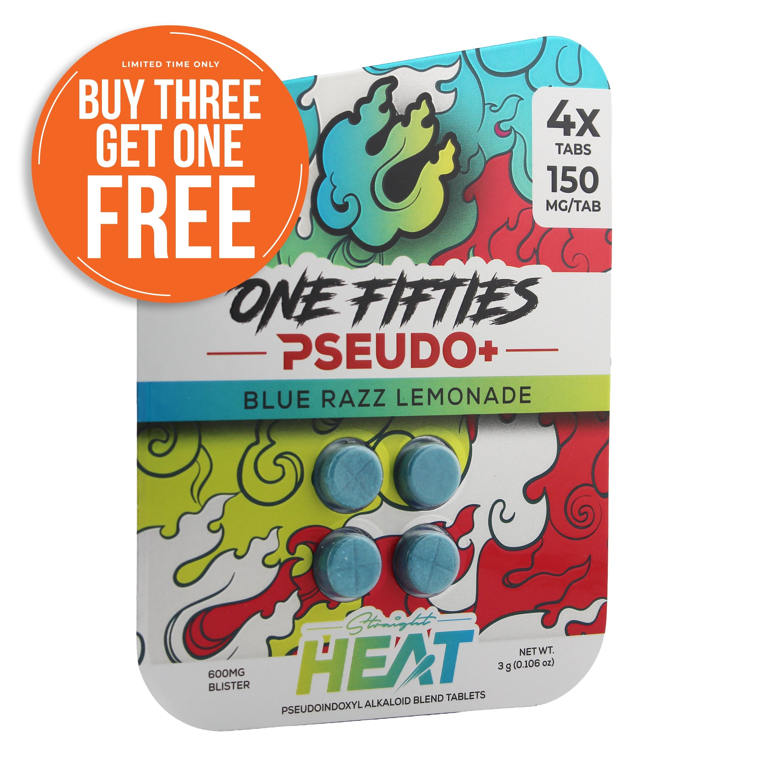 Buy Straight Heat One Fifties Pseudo+ Chewable Tablets Blue Razz