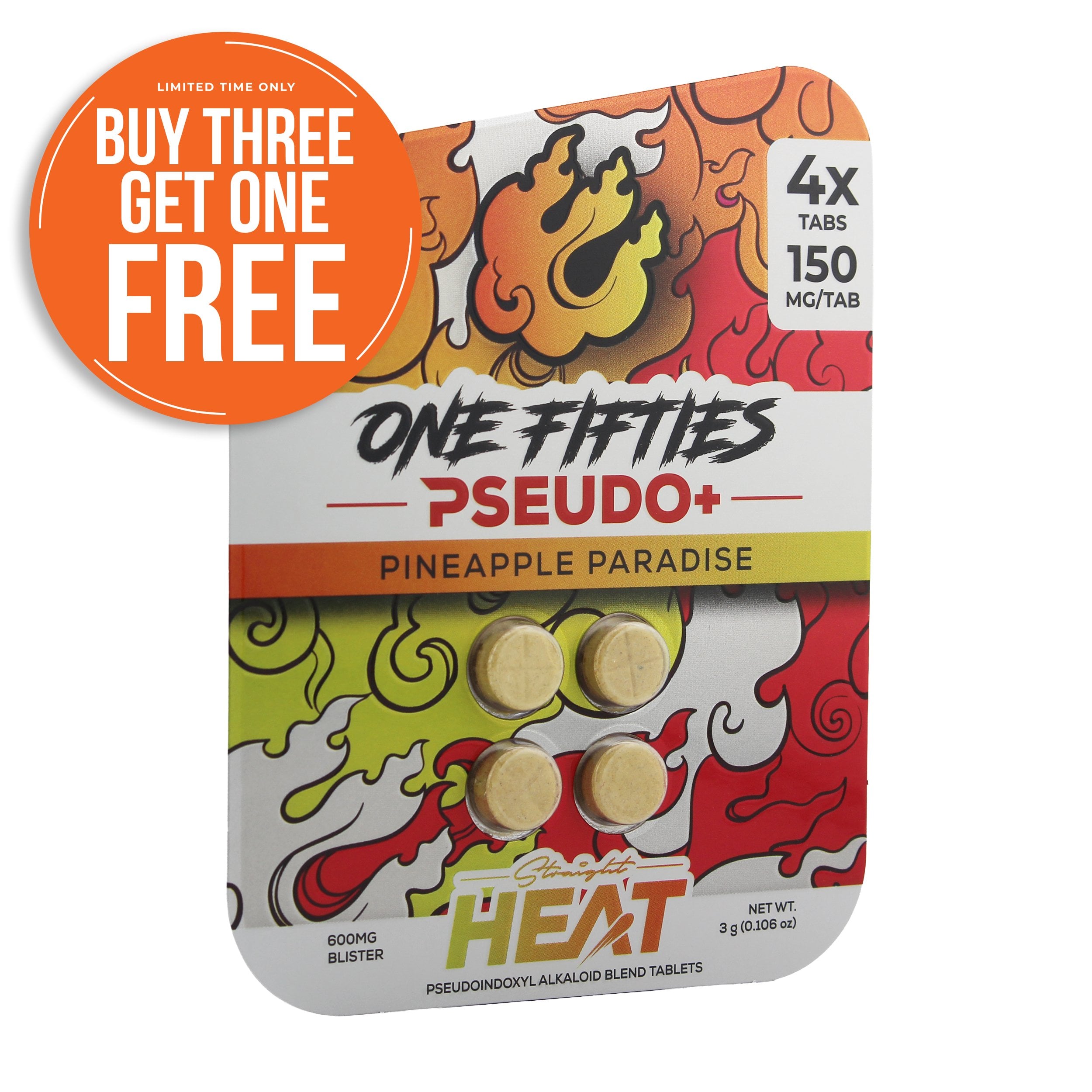Buy Straight Heat One Fifties Pseudo+ Chewable Tablets Pineapple