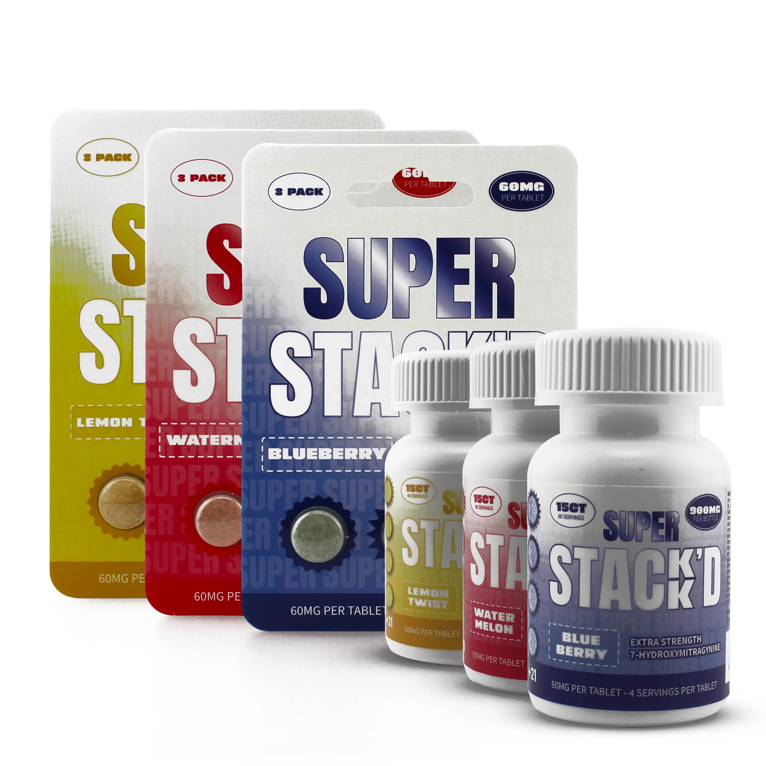 Super Stack-d 7-Hydroxy Extra Strength Extract Chewable Tablets 60 mg
