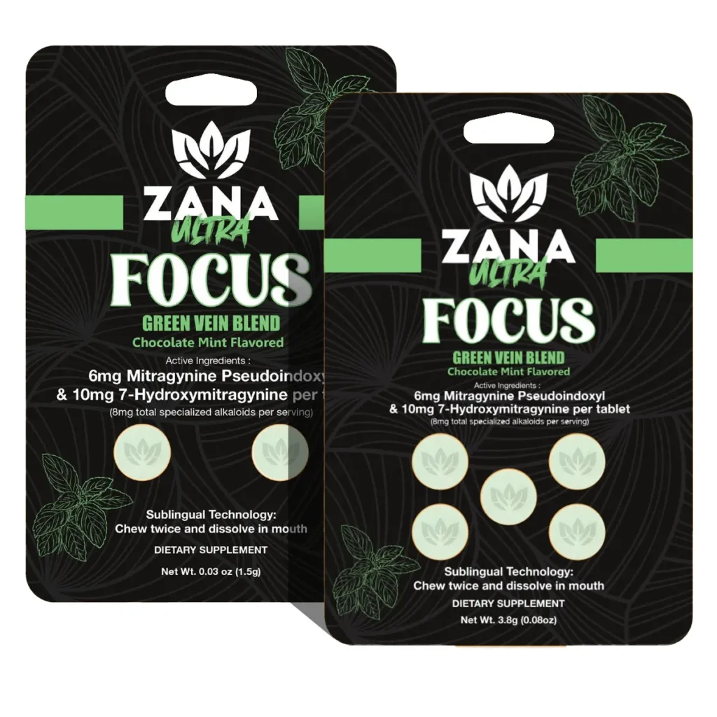 Zana Ultra Pseudo 7-Hyroxy Focus Green Vein Blend Tablets 16 mg