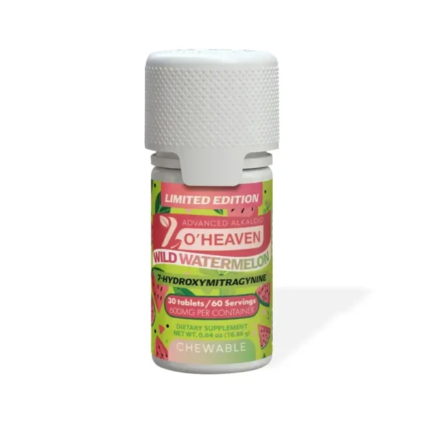 7 O'Heaven 7-OH Kratom Leaf Extract Chewable Tablets 20 mg – 30 Tablets – Wild Watermelon – Front