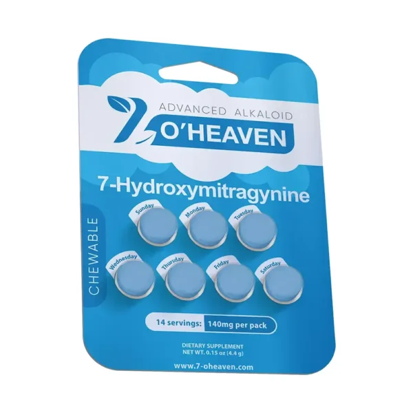 7 O'Heaven 7-OH Kratom Leaf Extract Chewable Tablets 20 mg – 15 Tablets – Unflavored – Front