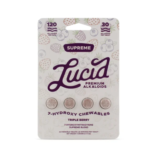 Lucid 7-Hydroxy Supreme Blend Chewable Tablets 30 mg 4 Count Triple Berry