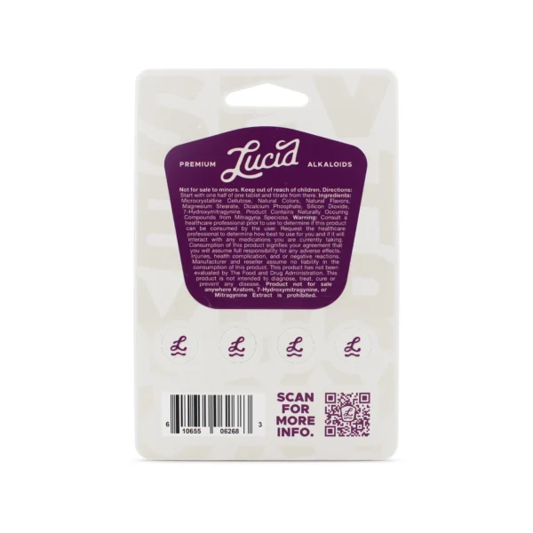 Lucid 7-Hydroxy Supreme Blend Chewable Tablets 30 mg 4 Count Triple Berry Back