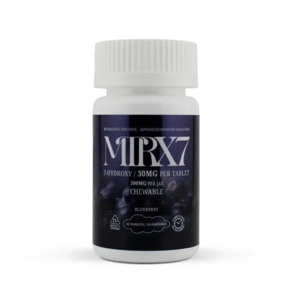 MIRX7 7-Hydroxy Extract Chewable Tablets 30 mg 10 Count Blueberry